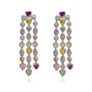 Culturesse Tourmaline Sterling Silver Austrian Zirconia Earring For Pierced Ears