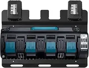 [Riuog] Wall Mount for Makita Battery Holders and DC18SF Chargers Wall Mount, Stable for 4 Piece Battery Holder 18V 14.4V and Charger Holder and Cordless Drill Driver, Order in Workshop and Garage