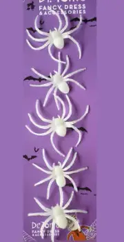 NEW 5 Glow In The Dark Suction Spiders Halloween Party Prop