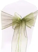 Chair Sashes,Reception Décor, 40Pcs Exquisite Workmanship Chair Bow Sash Polyester Bow Knot Chair Sashes White (Color : Olive Green)