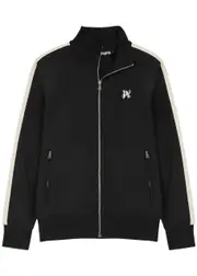 Palm Angels Logo Striped Jersey Track Jacket - Black And White - M M