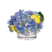 Glamorous Fusion Hydrangea & Ranunculus Mixed Artificial Fake Plant Flower Decorative Arrangement 23cm In Glass