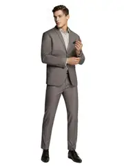 Men's Grey Formal Plain Slim Fit Suit