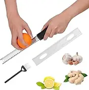 Heavy Duty Hand Grater with Cleaning Brush, Stainless Steel Zester Lemon Zester Cheese Grater Fruit Vegetable Ginger Grater for Bar Home Restaurant