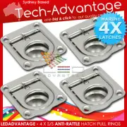 4 x Pressed Stainless Steel Flush Pull Rings With Spring Anti-Rattle Door Hatch