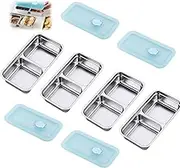 Stainless Steel Snack Containers with Dividers, Stainless Steel Double Compartment Snack Containers 2 Compartments with Lids for Takeout Travel and Outdoor Camping (4B)