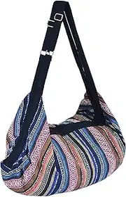[Your Cozy] Luggage Hobo Crossbody Bag Shoulder Bag Travel Bag Messenger Bag Hippie Boho Bohemian Large Purse (Pink-Blue)