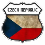Czech Republic Country Flag Novelty Highway Shield Aluminum Metal Sign