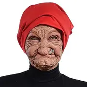 Old Women Mask Halloween Props Realistic Mask Adults' Men's Women's Horror Funny Scary Costume Halloween Carnival Mardi Gras Easy Carnival Costume