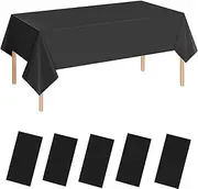 5 Pack Disposable Plastic Tablecloths,Black Polka Dot Style Party Tablecloth for Rectangle Tables for Yard BBQ,Parties,Wedding,Anniversary and More 137cm x 274cm