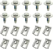 10x Set Under Engine Cover Undertray Clips Body Bolts Screw Splash Shield Guards Fenders Liner Retainer