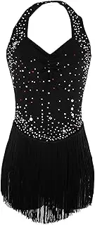 [Zagitova] Figure Skating Dress for Girls Sleeveless Women Open Back Competition Dance Outfits with Rhinestone Tassel