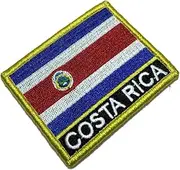 [BR44] BP0201NV01 Costa Rica Flag Embroidered Patch Gold Border Uniform Kart Kimono, Hook Fasteners Attach to Tactical Hats and Gears