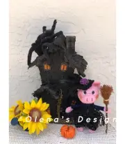 Crochet amigurumi Halloween plushes Ms Piggy Witch pig pigglet piggy toy 8"
