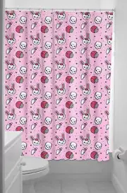 Sourpuss Bunny Zombie Chibi Cupcake Bath Punk Goth Pinup Tattoo Shower Curtain