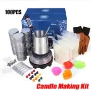 Complete Candle Making Kit Pouring Pot Soy Wax Wicks Thermometer for Beginners