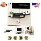 Durable Wall-Mount TV Console: Floating Shelf for Electronics & Decor in Black