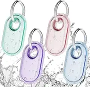 4-Pack for Samsung Smart tag 2 Case with Key Ring, Full-Wrapped IPX8 Waterproof TPU Cover for Galaxy SmartTag2, Anti-Scratch Protective Holder for Backpacks,Car,Luggage,Pets(Green/Pink/Blue/Purple)