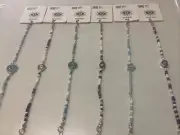 Lot Of 6 New Assorted Evil Eye Bead Boho 7” Beaded Bracelets Silver Finish #20