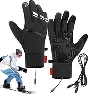 [Derwrtup] Heated Gloves for Men, USB Heated Work Gloves for Skiing, Cold Weather Touchscreen Gloves, Waterproof Heated Snowboard Gloves for Outdoor Cycling Driving