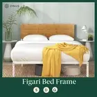 Zinus Figari White Bed Frame Queen Double Single Size Bamboo Metal Base Wood