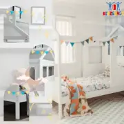 Childrens Sleepy Time Wooden Cubby House Bed Frame King Single White Kids