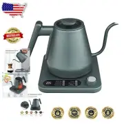 Precision Pour Green Gooseneck Kettle with Real-Time Temp Display - 1L Capacity