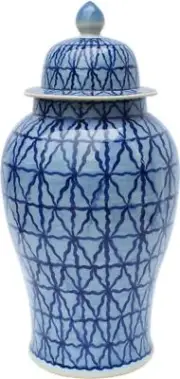Temple Jar Vase Chess Grids Lamp Colors May Vary White Blue Variable Porcelain