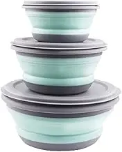 Folding Travel Bowl, Salad Round Bowl with Lid, Silicone Food Storage Containers, Space Saving for Kitchen
