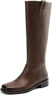 [XINXINIO] Women's Vintage Slip-On Knee-High Boots - Stylish Low Chunky Heels for Effortless Chic
