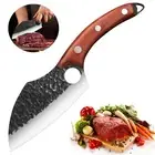 Serbian Butcher Knife Handmade Forged Hunting Knife Chef Cleaver +Leather Sheath