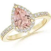 Pear Morganite Ring with Diamond Halo