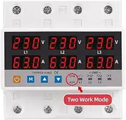 POWTAXBJGD 3 Phase Synchronous Asynchronous Voltmeter Adjustable Over Under Voltage Current Limit Protection Relays Protector(63A)