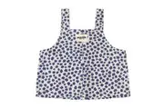 Floral Singlet Top with Wide Straps + Flat Button Down Front - Bluebell