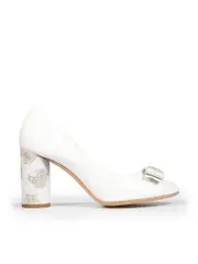 White Patent Embellish Pumps