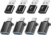 BaseNew USB C Adapter 8 Pack,USB to USB C Adapter,USB A to USB C Adapter,Type C OTG Converter for iPhone 15/14/13,MacBook,iPad(Black)
