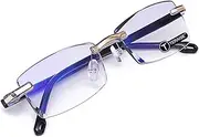 TERAISE Rimless Reading Glasses Fashion Diamond Cut Edge Design Anti-Blue Lens Spectacle Readers for Women(1.0X)