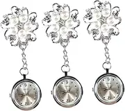 [AOKWAWALIY] 3pcs Nurse Chest Watch Clip on Watch Hanging Pocket Watch Clip-on Chest Watch Fob Watches for Women Clip-on Pocket Watch Nurse Watch Fob Watches for Nurses Clip on Fob Watch Alloy