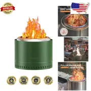 Lightweight Smokeless Fire Pit - 14 Inch Olive Stainless Steel for Easy Travel