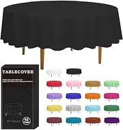 D&Z Plastic Table Cloth Disposable, 12 Pack Black Round Tablecloth Individually Wrapped for Indoor&Outdoor, 84 Inch Table Cover for Party, Picnic, Birthday, Wedding & Dinner