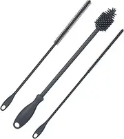 PEUTIER 3pcs Straw Cleaner and Bottle Brush Set, Silicone BPA Free Reusable Bottle Washing Accessories for Cans Tumblers (Grey)