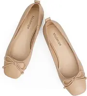 [Modatope] Ballet Flats with Bow Ballerina Closed Square Toe Slip on Bowknot Flats Shoes for Women Dressy