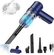 YKSINX Handheld Vacuum Cordless, Car Vacuum Cleaner, USB Rechargeable Portable Mini Vacuum with Suck and Blow 2 in 1（Blue）
