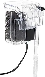 Mumoo Bear Aquarium Filter Hang On Waterfall Small Fish Tank Filter Quiet 66GPH 3W Adjustable Fish Tank Filters with Bio-Foam for 2 to 8 Gallons Aquariums