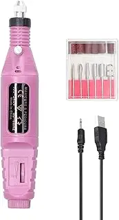 USB Power Supplys Handheld Electric Grinder Nail Atum Removing Tool Adjustable Gr G Rotary Tool Kit with 6 Gr G Heads Pink