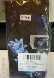 APPLE iPHONE PRO MAX 11 Navy Light Blue Floral Butterfly Folding Book Phone Case