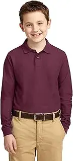 [Port Authority] Youth Long Sleeve Silk Touch™ Polo. Y500LS Burgundy XL