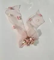 Chiffon Bow Appliqué Embellished with Faux Flowers