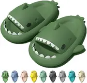[Jfxgjuv] Shark Slides Kids, Shark Slippers Kids, Boys Girls Cloud Shark Slides Non-Slip Novelty Open Toe Sandals Thick Sole Beach Pool Shoes Shower Sandals, Dark Green, 2 Little Kid