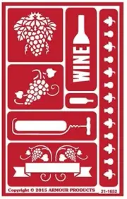 Wine Time Grapes Pattern Stencil Reusable Glass Etching Over n Over Armour Etch